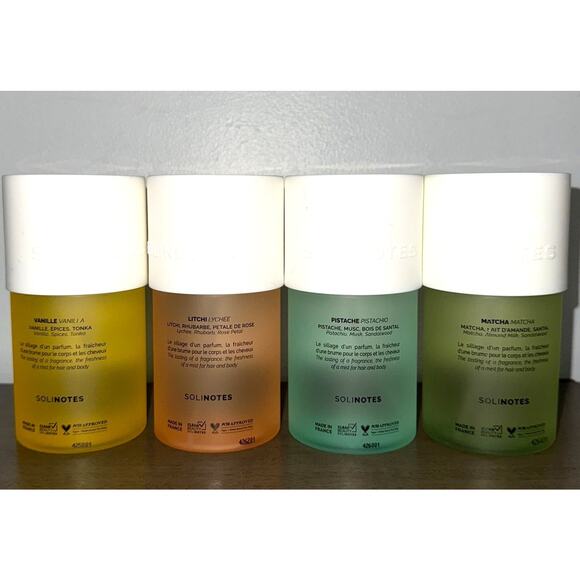 Solinotes Perfume Mist Set 6oz (4-Pack) – Vanilla, Litchi, Pistachio, Matcha - Picture 2 of 5